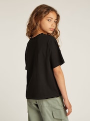 Calvin Klein Black Monologo Glitter 100% Cotton T-Shirt - Image 2 of 5
