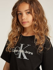 Calvin Klein Black Monologo Glitter 100% Cotton T-Shirt - Image 3 of 5