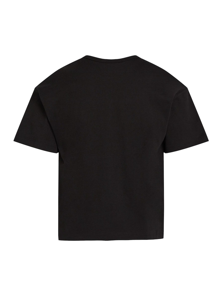 Calvin Klein Black Monologo Glitter 100% Cotton T-Shirt - Image 5 of 5