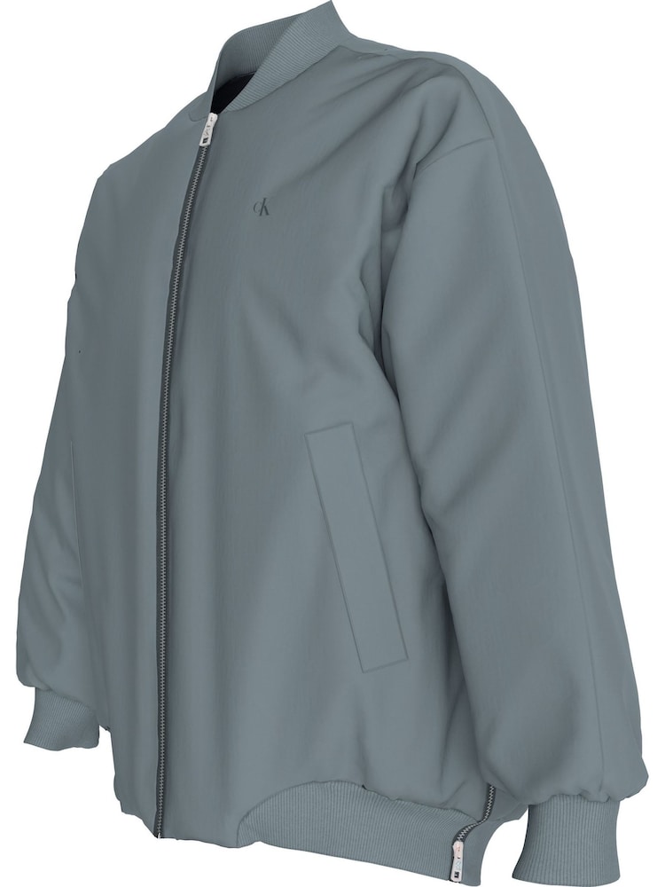 Calvin Klein Blue Long Bomber Jacket - Image 3 of 5