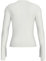 Calvin Klein White Skinny Ribbed Stretch Cotton Long Sleeve Top - Image 3 of 6