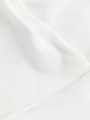 Calvin Klein White Skinny Ribbed Stretch Cotton Long Sleeve Top - Image 4 of 6