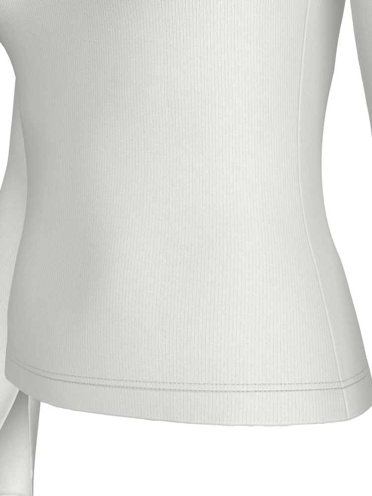 Calvin Klein White Skinny Ribbed Stretch Cotton Long Sleeve Top - Image 6 of 6