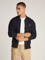 Calvin Klein Black Heavyweight 100% Cotton Embroidered Bomber Jacket - Image 1 of 6