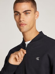 Calvin Klein Black Heavyweight 100% Cotton Embroidered Bomber Jacket - Image 3 of 6
