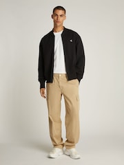 Calvin Klein Black Heavyweight 100% Cotton Embroidered Bomber Jacket - Image 4 of 6