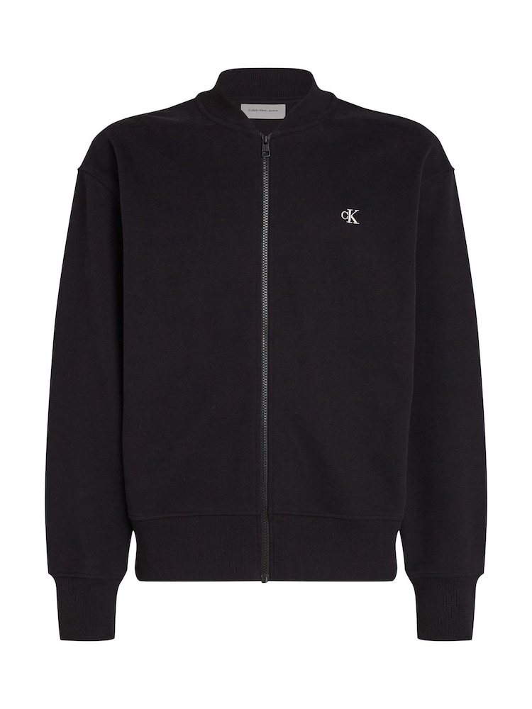 Calvin Klein Black Heavyweight 100% Cotton Embroidered Bomber Jacket - Image 5 of 6