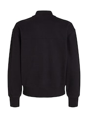 Calvin Klein Black Heavyweight 100% Cotton Embroidered Bomber Jacket - Image 6 of 6