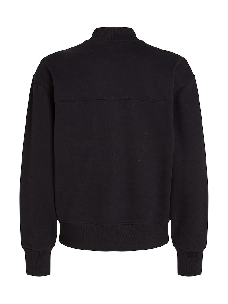 Calvin Klein Black Heavyweight 100% Cotton Embroidered Bomber Jacket - Image 6 of 6