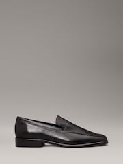 Calvin Klein Black Flat Leather Loafers - Image 1 of 6