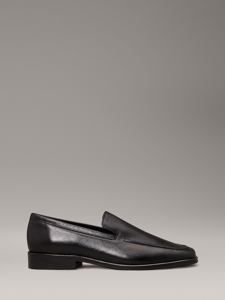 Calvin Klein Black Flat Leather Loafers - Image 1 of 6