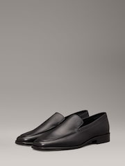 Calvin Klein Black Flat Leather Loafers - Image 2 of 6