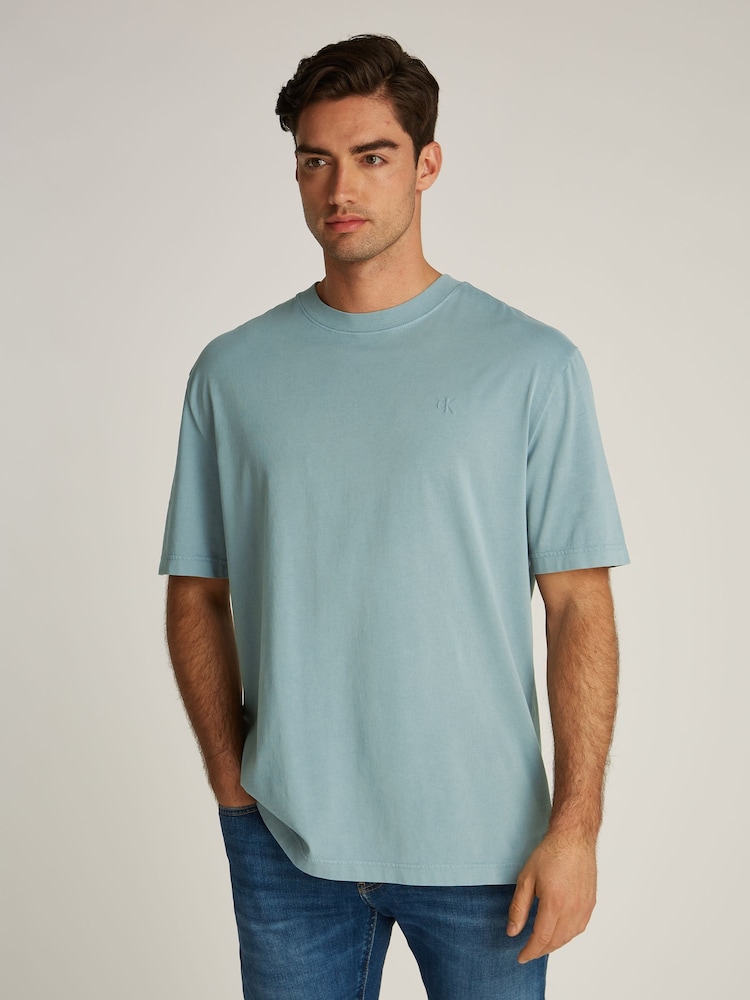 Calvin Klein Blue Puff Print 100% Cotton T-Shirt - Image 1 of 6