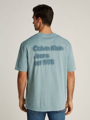 Calvin Klein Blue Puff Print 100% Cotton T-Shirt - Image 2 of 6