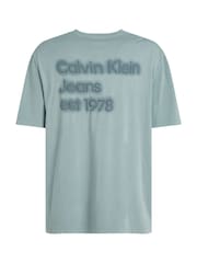 Calvin Klein Blue Puff Print 100% Cotton T-Shirt - Image 6 of 6
