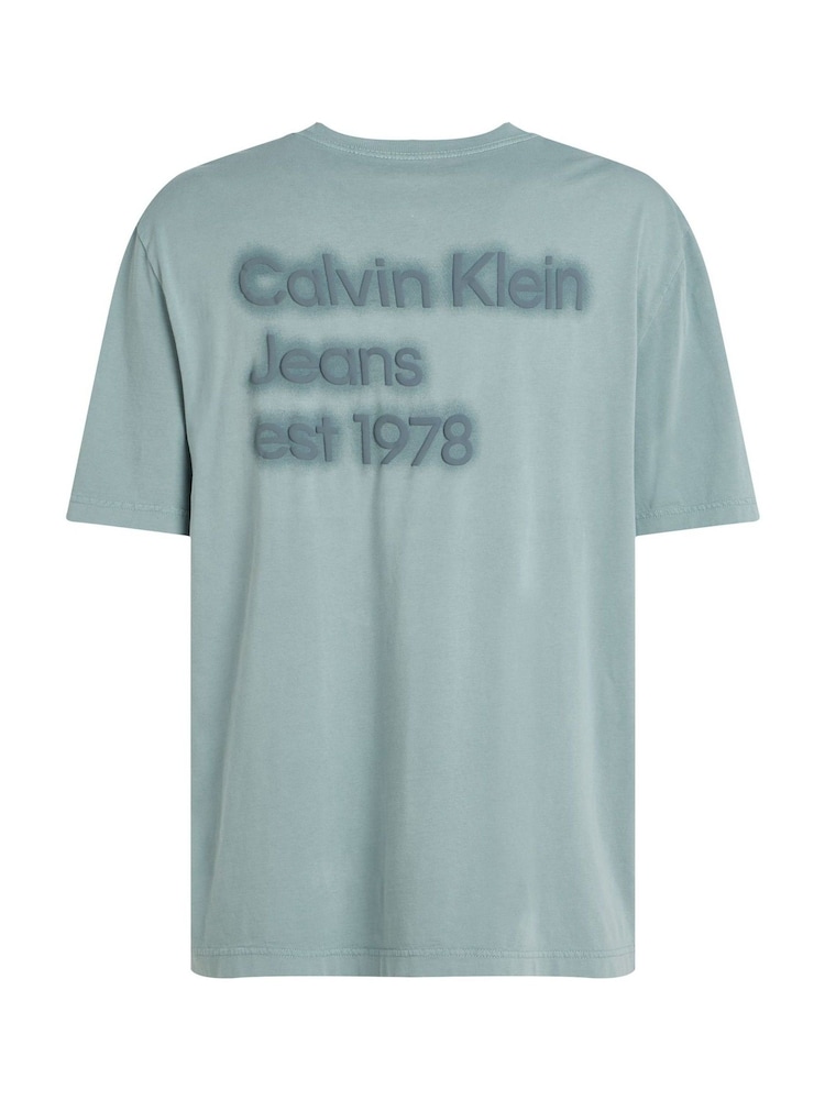 Calvin Klein Blue Puff Print 100% Cotton T-Shirt - Image 6 of 6