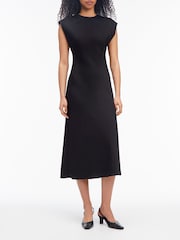 Calvin Klein Black Heavy Shine Viscose Shift Dress - Image 1 of 5
