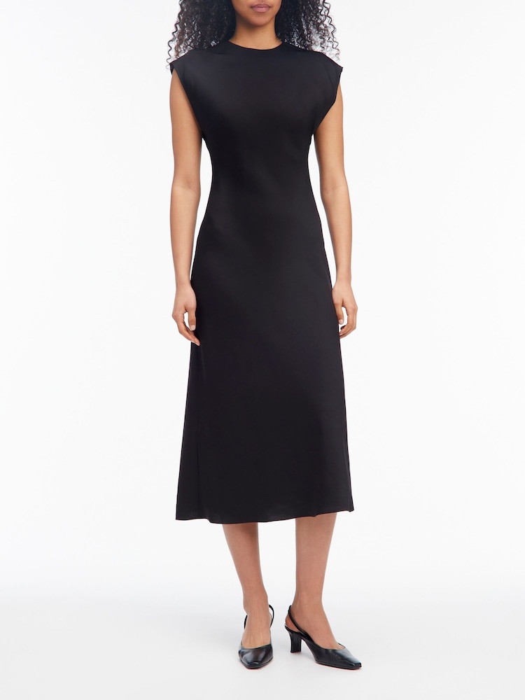 Calvin Klein Black Heavy Shine Viscose Shift Dress - Image 1 of 5