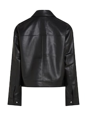 Calvin Klein Black Faux Leather Zip Jacket - Image 2 of 4