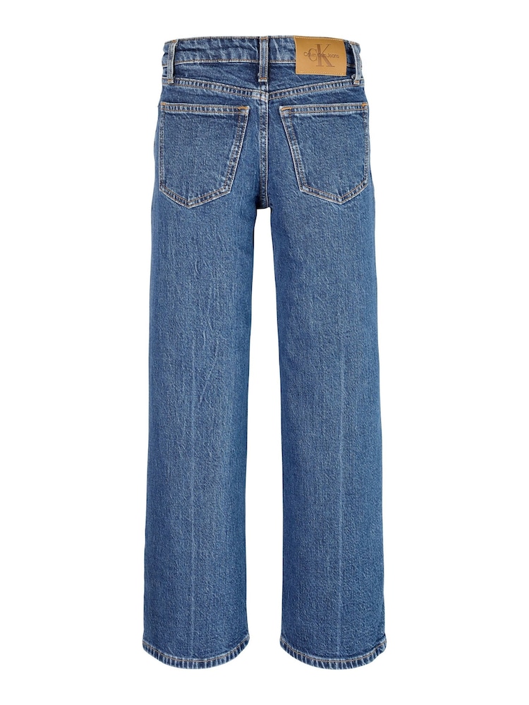 Calvin Klein Blue Relaxed Selvedge High Rise Wide Leg Jeans - Image 2 of 2