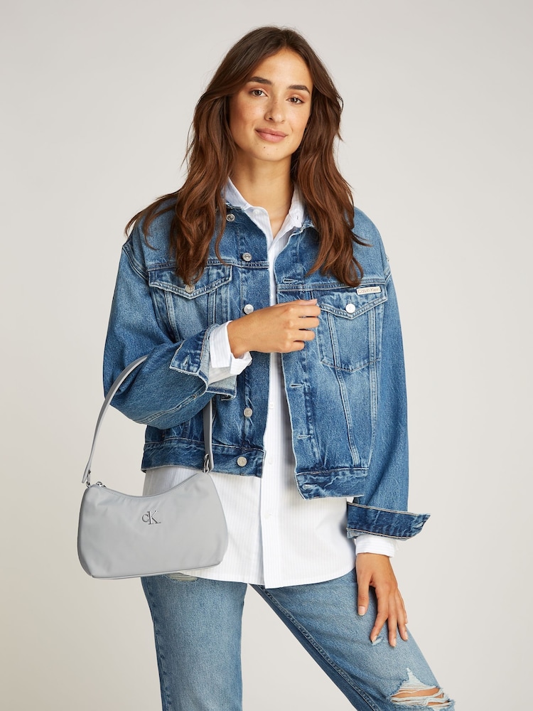 Calvin Klein Grey Sleek Nylon Shoulder Bag - Image 5 of 5