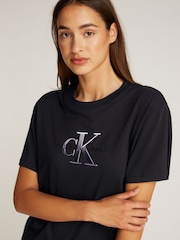 Calvin Klein Black 100% Cotton Embroidered Monologo T-Shirt - Image 3 of 7