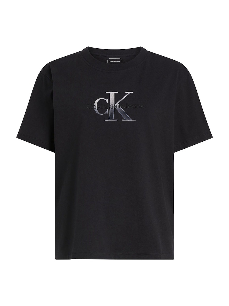 Calvin Klein Black 100% Cotton Embroidered Monologo T-Shirt - Image 5 of 7