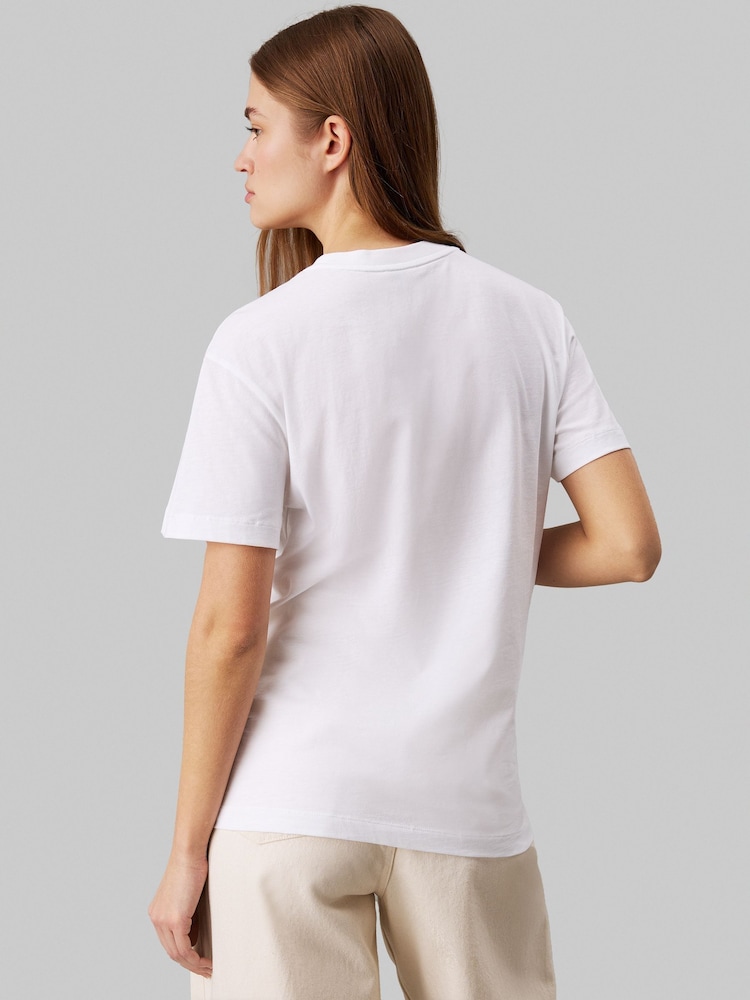 Calvin Klein White Regular Fit Nano Logo 100% Cotton T-Shirt - Image 2 of 7