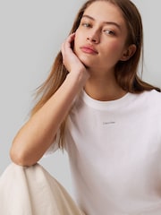 Calvin Klein White Regular Fit Nano Logo 100% Cotton T-Shirt - Image 3 of 7