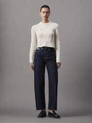 Calvin Klein Cream 100% Cotton Cable Knit Jumper - Image 1 of 2