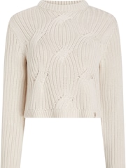 Calvin Klein Cream 100% Cotton Cable Knit Jumper - Image 2 of 2
