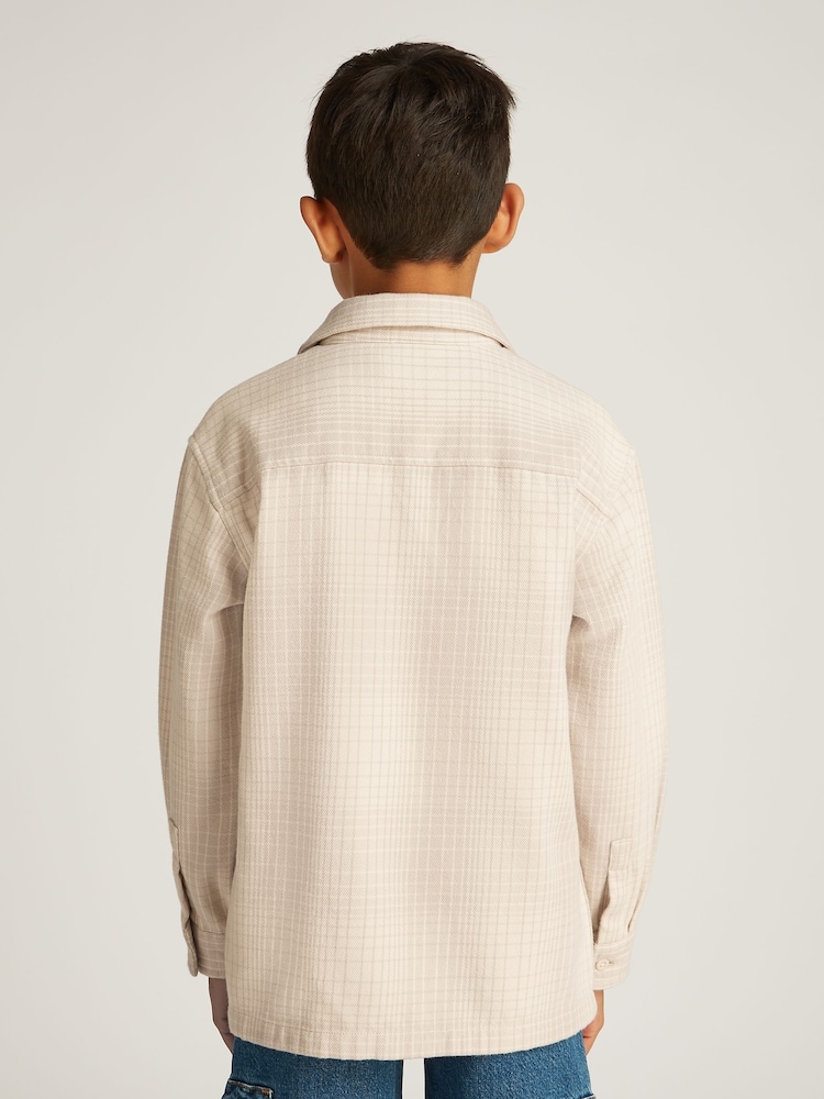 Calvin Klein Nude Relaxed 100% Cotton Check Overshirt - Image 2 of 5