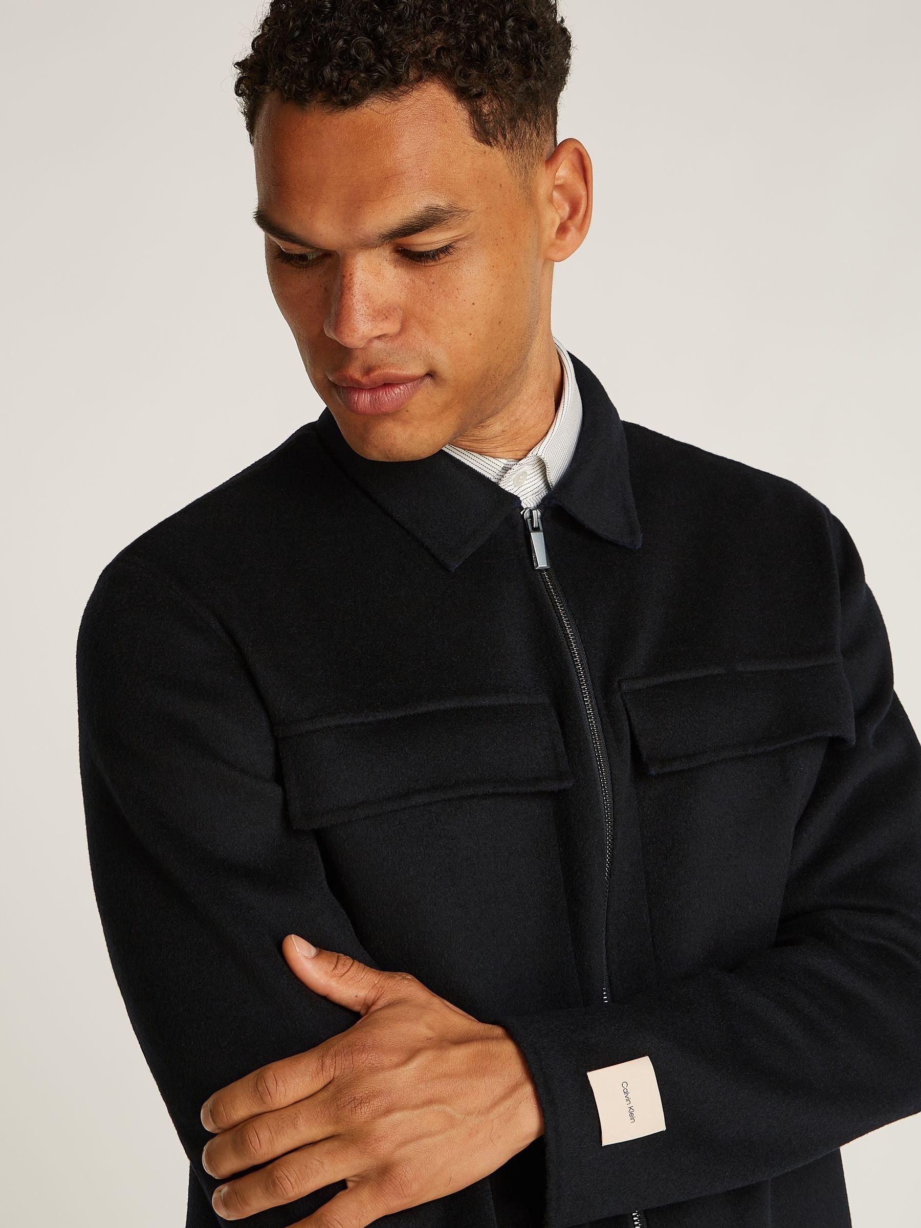 Buy Calvin Klein Black Regular Fit Zip Wool Jacket from Next USA