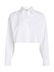 Calvin Klein White Cropped 100% Cotton Oxford Shirt - Image 2 of 3
