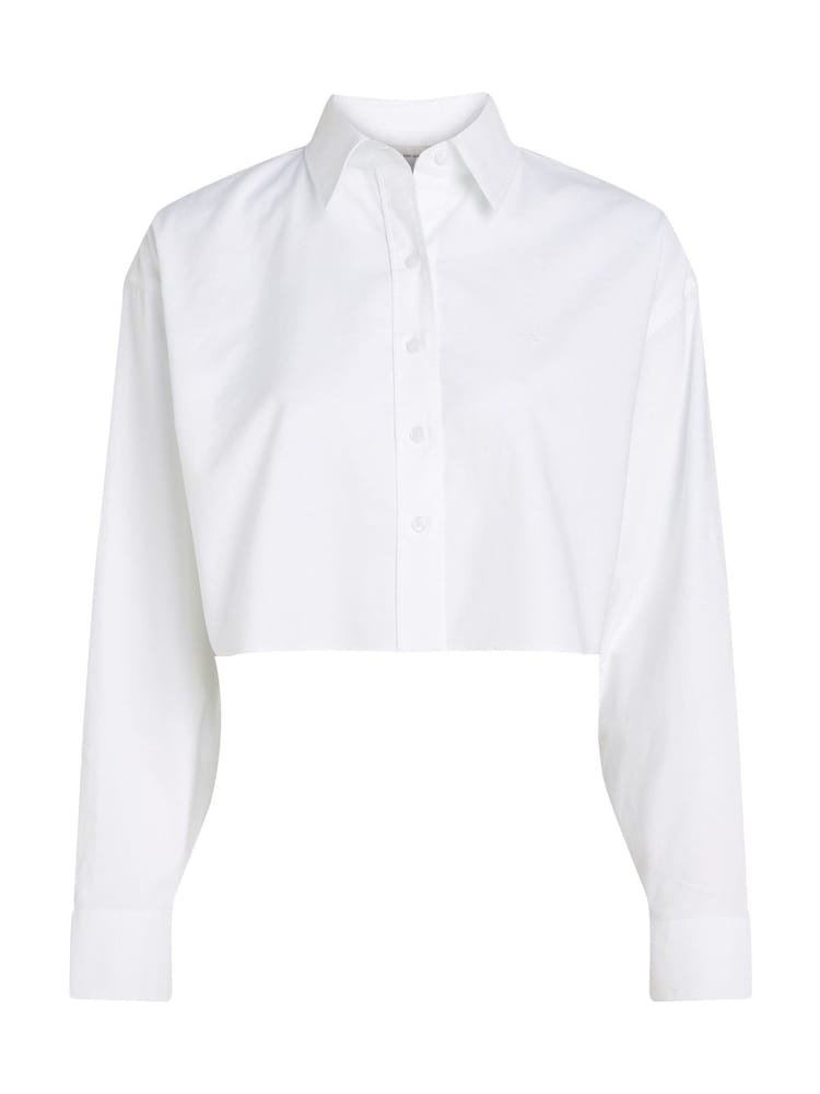 Calvin Klein White Cropped 100% Cotton Oxford Shirt - Image 2 of 3