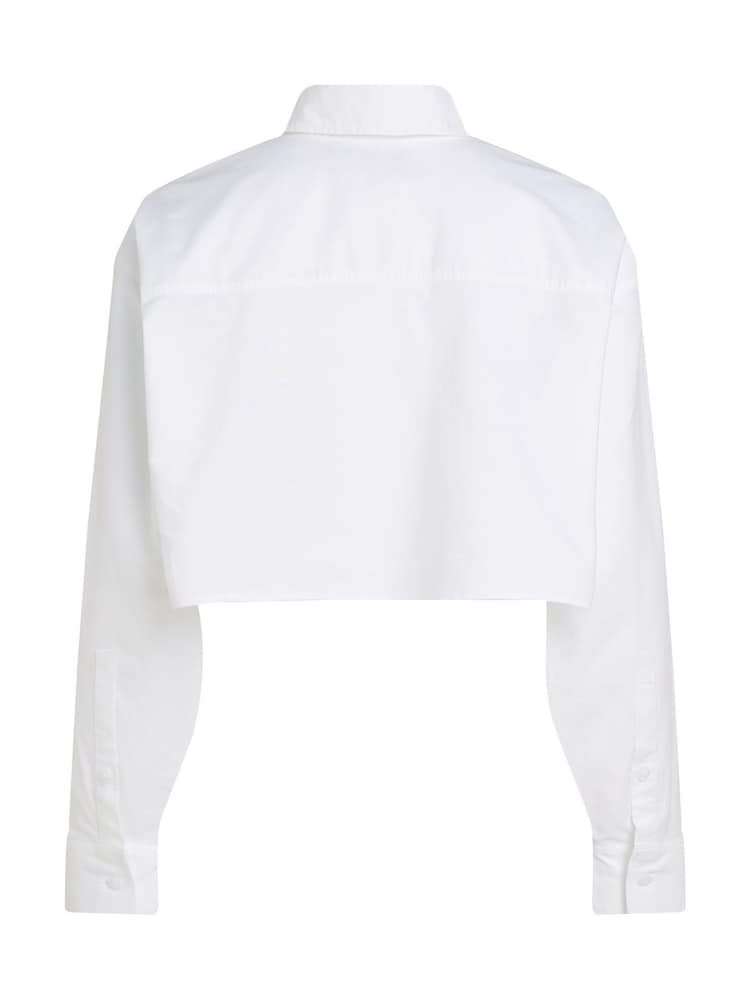 Calvin Klein White Cropped 100% Cotton Oxford Shirt - Image 3 of 3