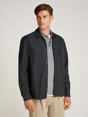 Calvin Klein Black Boxy Cotton Blend Overshirt - Image 1 of 6