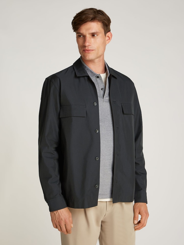 Calvin Klein Black Boxy Cotton Blend Overshirt - Image 1 of 6