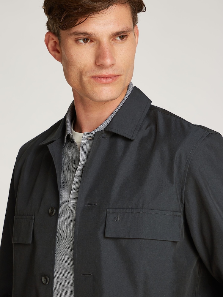 Calvin Klein Black Boxy Cotton Blend Overshirt - Image 3 of 6
