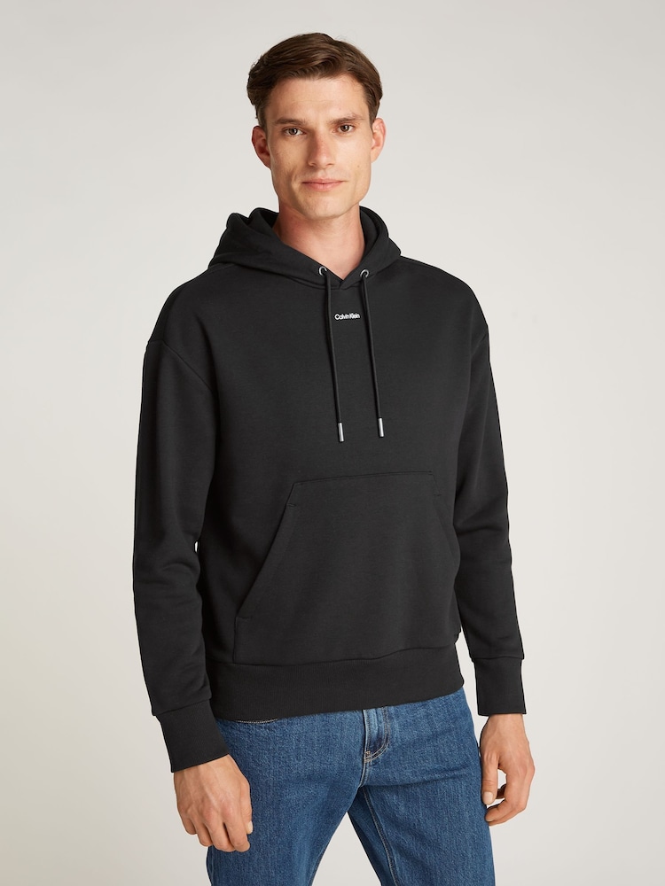 Calvin Klein Black Relaxed Hoodie With Nano Logo - Image 1 of 6