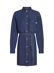 Calvin Klein Blue Lyocell Belted Denim Shirt Dress - Image 1 of 2