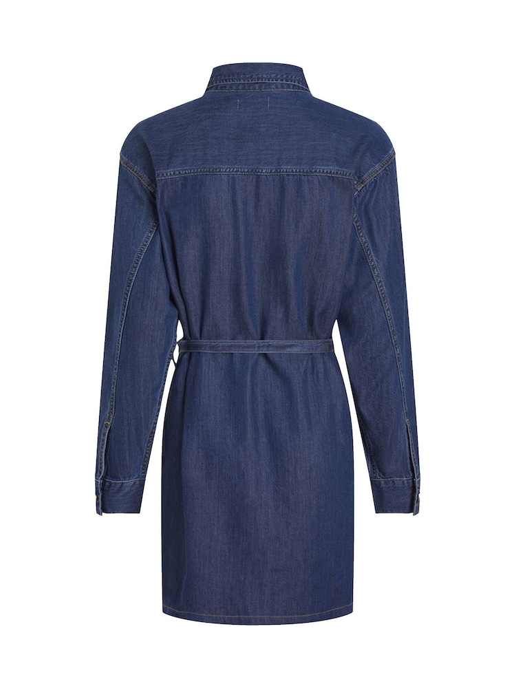 Calvin Klein Blue Lyocell Belted Denim Shirt Dress - Image 2 of 2