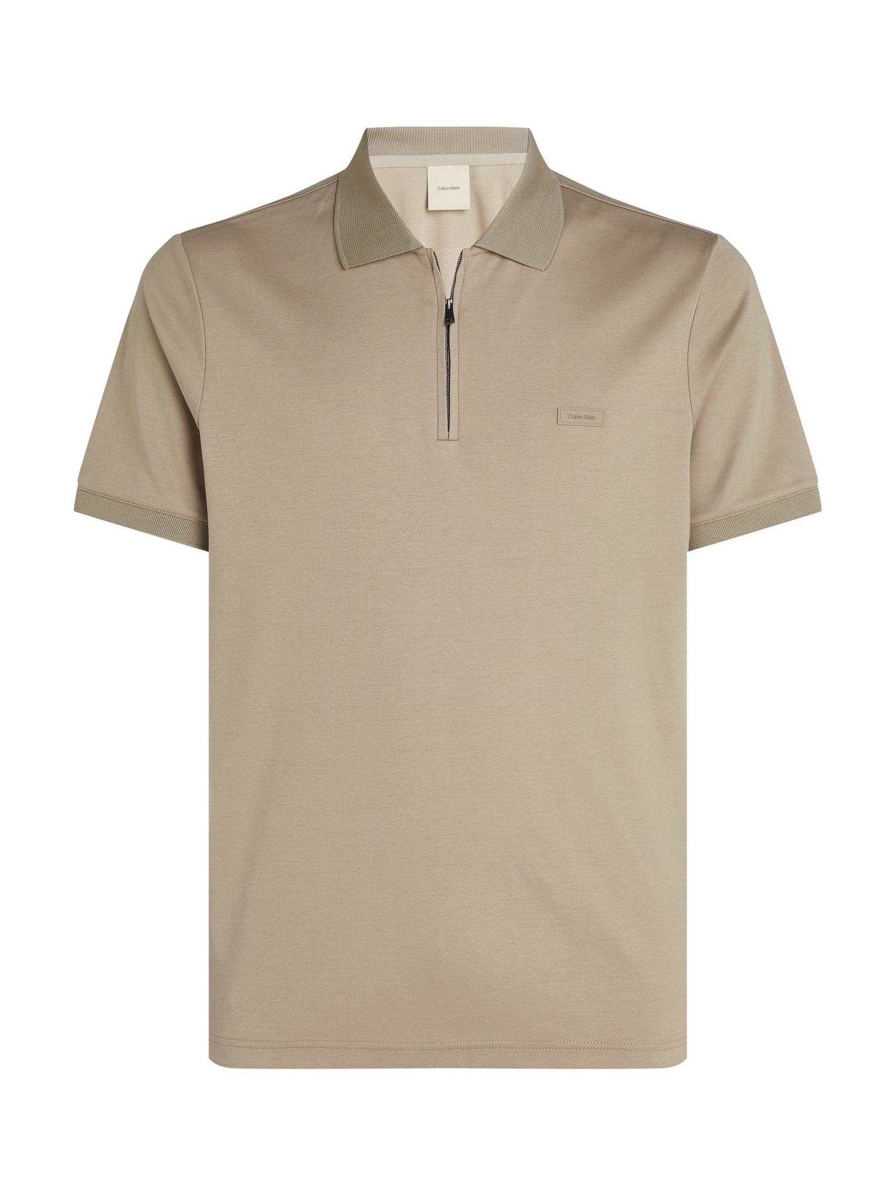 Buy Calvin Klein Green Cotton Short Sleeve Zip Polo Shirt