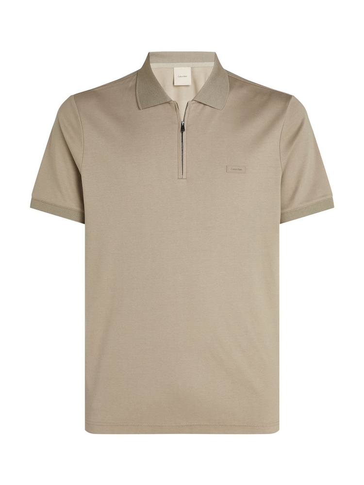 Calvin Klein Green Cotton Short Sleeve Zip Polo Shirt - Image 5 of 6