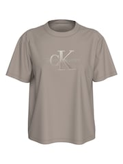 Calvin Klein Brown 100% Cotton Embroidered Monologo T-Shirt - Image 2 of 6