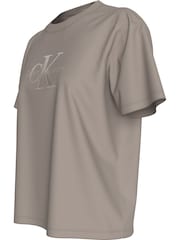 Calvin Klein Brown 100% Cotton Embroidered Monologo T-Shirt - Image 4 of 6