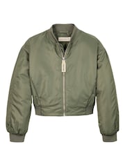 Calvin Klein Green Satin Boxy Bomber Jacket - Image 1 of 2