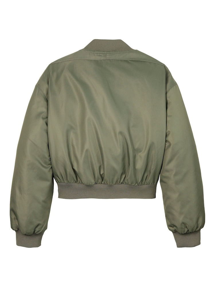 Calvin Klein Green Satin Boxy Bomber Jacket - Image 2 of 2