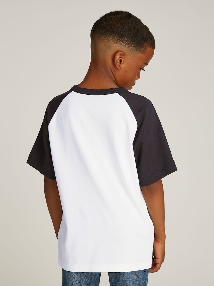 Calvin Klein White 100% Cotton Colourblock T-Shirt - Image 2 of 5