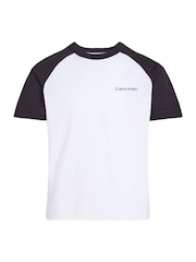 Calvin Klein White 100% Cotton Colourblock T-Shirt - Image 4 of 5